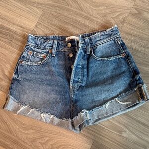 Zara Distressed Blue Jean Shorts